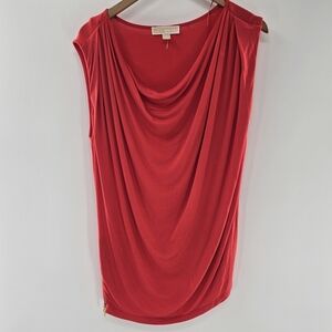Michael Kors Red Cowl Neck With Zipper Side Sleeveless Top Womens Size Medium